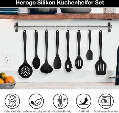 Produktbild von Famanu Küchenutensilien Set - 8-teiliges Silikon-Küchenhelfer-Set