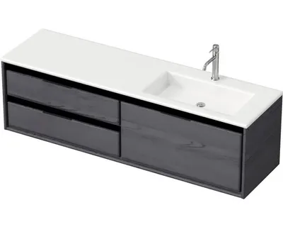 Produktbild von Sanox Badmöbel-Set Loft BxHxT 160,5 x 47 x 45,5 cm Frontfarbe black oak mit Waschtisch Mineralguss weiß Griff chrom 8475