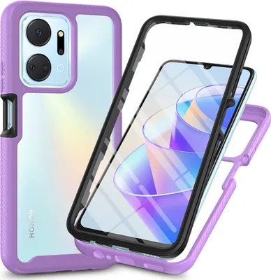Produktbild von Honor X7A Hülle, Bumper mit Eingebautem Displayschutz 360 Grad Komplettschutz Schutzhülle für Honor X7A Lila