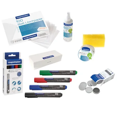 Image de Magnetoplan Set d'accessoires Starter Kit ferroscript 12299 - pour tableau blanc Whiteboards