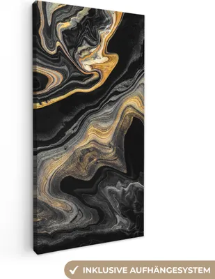 Produktbild von MuchoWow® - Leinwandbilder - Marmor - Acryl - Gold - Luxus - Abstrakt, Wandbild, Wanddeko Bilder Wohnzimmer, 20x40 cm