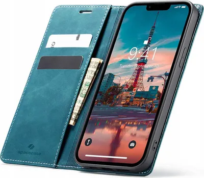 Image de SPACECASE Etui portefeuille pour iPhone 14 Plus Bleu