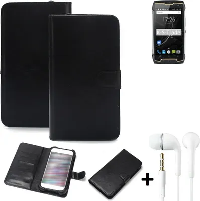 Produktbild von K-S-Trade Wallet Case Handyhülle kompatibel mit Cubot King Kong CS Schutzhülle Flip cover Flipstyle Tasche Hülle Flipcover Slim Bumper schwarz + in