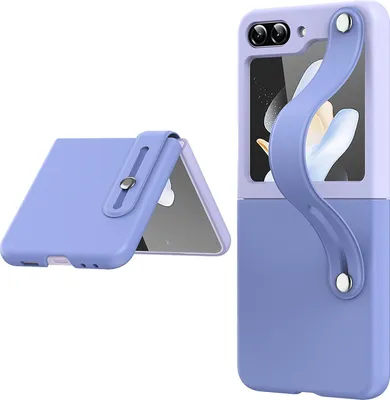 Produktbild von Galaxy Z Flip5 Hülle, Hartes PC Anti-Rutsch Anti-Kratzer Schutzhülle mit ArmbandStänder für Samsung Galaxy Z Flip 5 5G Lila