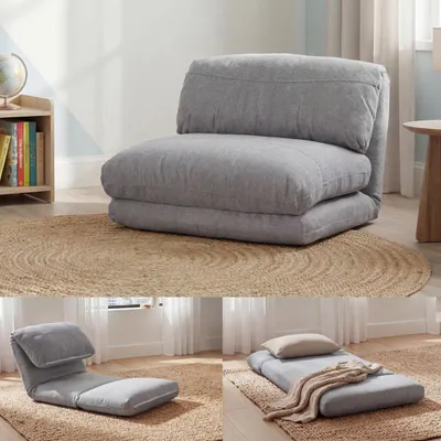 Produktbild von Schlafsessel HWC-E68, Schlafsofa Funktionssessel Klappsessel Relaxsessel, Stoff/Textil  hellgrau