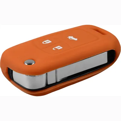 Produktbild von PhoneNatic Silikon Schlüssel Hülle kompatibel mit der Chevrolet Cruze 3-Tasten Fernbedienung in orange Klappschlüssel 3-Key