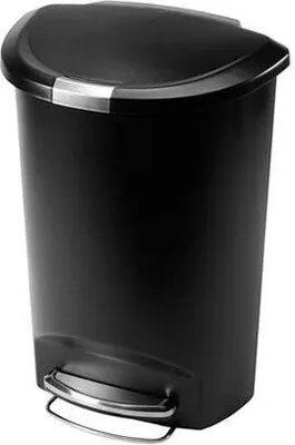 Zdjęcie produktu dla Półokrągły plastikowy kosz na śmieci, czarny, 50 litrów - Simplehuman