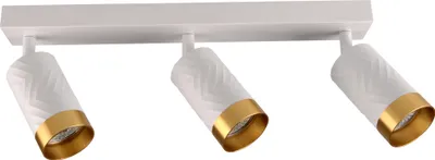 Image de Spot ARRAS blanc et doré, 3xGU10x10W, aluminium, dimensions : 10x39x5,5 cm, IP20, Polux