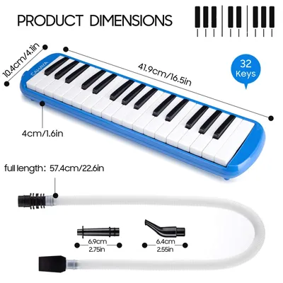 Produktbild von CAHAYA 32 Tasten Melodica für Kinder, inkl. Tragetasche, musikalisches Geschenk, Blau CY0050-2