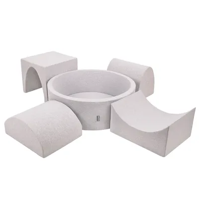 Immagine prodotto di Parco giochi in gommapiuma KiddyMoon con piscina di palline rotonde (300 palline) pozzi di palline per il gioco dei bambini percorsi ad ostacoli in piscina,  eu, grigio chiaro:bianco/grigio/rosa polvere