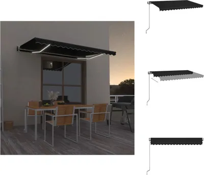 Immagine prodotto di vidaXL Tenda automatica con LED e sensore vento 450x350 cm antracite - Tende da sole