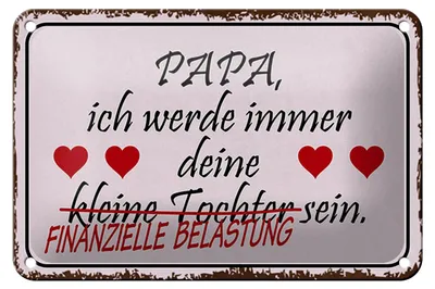 Produktbild von Blechschild Spruch 18x12cm Papa deine Tochter Herzen