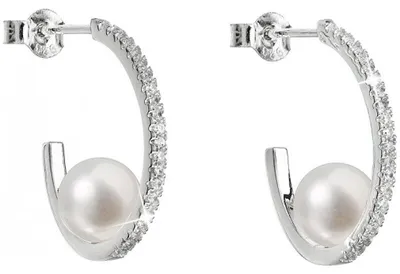 Produktbild von Silver Earrings Circles with Genuine Pearls Pavon 21019.1