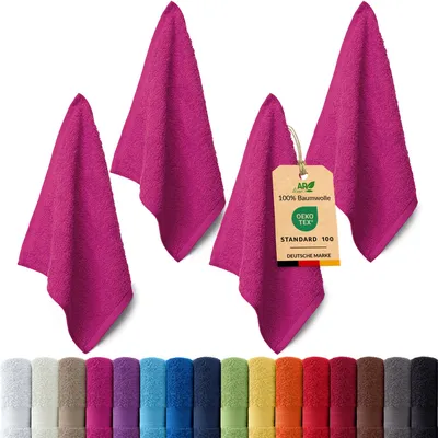 Produktbild von 4er-Set ARIZONA Handtuch-Serie von AR Line – 100% Baumwolle, 500 g/m², 4er-Set Seiftücher 30x30 cm, Pink