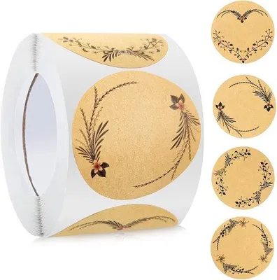 Produktbild von Famanu Geschenkstickers Kraftpapier - 500 selbstklebende runde Etiketten 5 cm