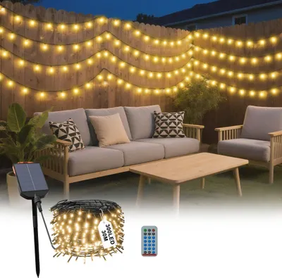 Obrázok produktu pre FIVMEN Solárne vianočné svetelné reťaze 30 m 300 LED teplá biela, solárne vianočné osvetlenie svetelné reťaze s 13 režimami a časovačom na Veľkú noc, Halloween, do záhrady