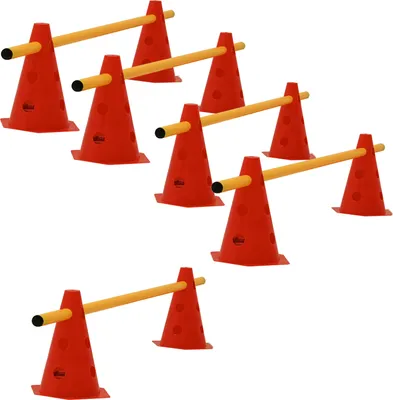 Produktbild von baumarktplus Agility Steckhürdenset 15-teilig, höhenverstellbar, rot, 23 cm, erweiterbar, ca. 1,2 kg, Polyethylen, pflegeleicht