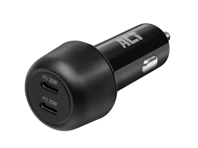 USB-C Autolader 45 W, 2 Ports, Quick Charge, PD 25 W + 20 W