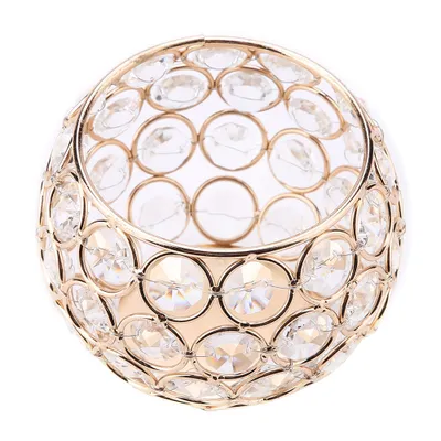 Zdjęcie produktu dla Kryształowe świeczniki, srebrne świeczniki na świeczki typu tea light, idealne na wesela i Boże Narodzenie (złote)