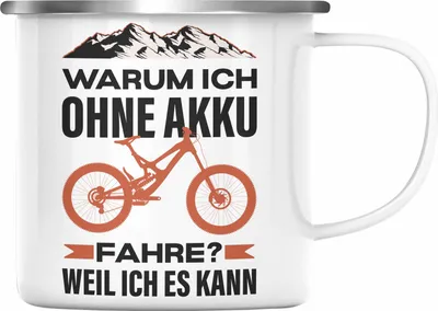 Produktbild von Trendation - Fahrradfahrer Geschenk Emaille Tasse mit Spruch Rennrad Mountainbike Geschenkidee Radfahrer Lustig (Silber)