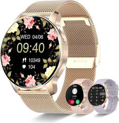 Obrázek produktu pro Chytré hodinky pro ženy s voláním, 1,32" s monitorem krevního tlaku SpO2 spánku srdečního tepu, 20 sportovních fitness trackerů stopky krokoměr Android iOS