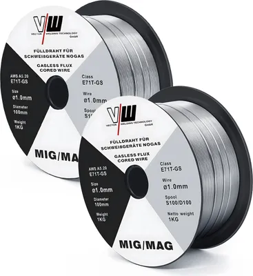 Produktbild von VECTOR WELDING MIG MAG Schweißdraht Fülldraht E71T-GS Ø 1,0 mm 2er Set je 1 kg NoGas