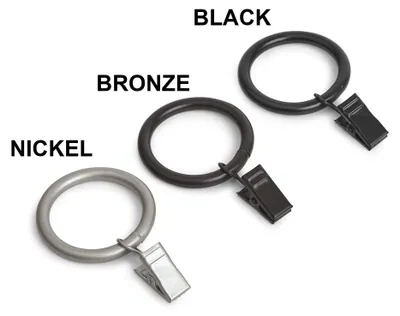 Zdjęcie produktu dla A. Podstawowe pierścienie do zasłon z klipsami, metalowe pierścienie do zasłon, średnica wewnętrzna 25 mm