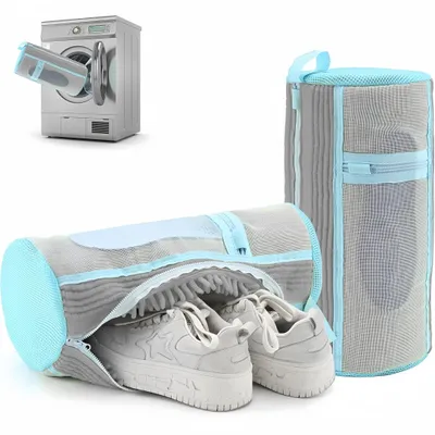 Produktbild von 2 Stück Schuhwaschbeutel mit Seitentasche für Einlegesohlen & Zubehör, 360° Reinigungsflaum, langlebig & wiederverwendbar, ideal für Waschmaschine