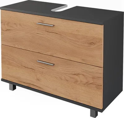 Produktbild von Waschbeckenunterschrank Vicco Ilias Goldkraft Eiche/Anthrazit 80.2 x 60.8 cm mit 2 Schubladen, Model 54758