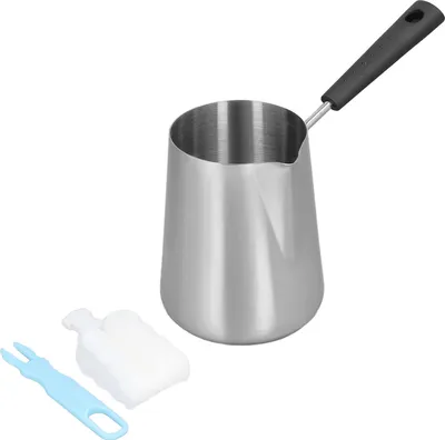 Zdjęcie produktu dla Mini podgrzewacz do masła ze stali nierdzewnej, pojemność 1000 ml, z dziobkiem, idealny do podgrzewania i topienia masła oraz kawy, do użytku domowego lub w kuchni kawowej