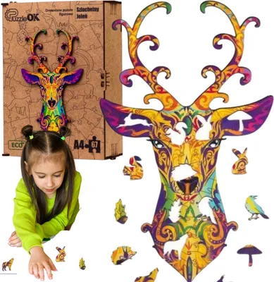 Zdjęcie produktu dla Puzzle Drewniane Układanka Jeleń Dzikie Zwierzę Pua4-00731