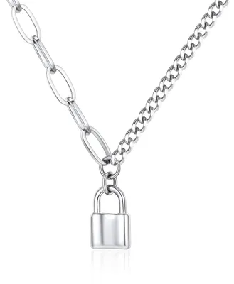 Produktbild von ChainsHouse Schloss Y-Kette Damen Y-Necklace mit Schloss Anhänger Silber