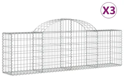 Produktbild von vidaXL Gabionen mit Hochbogen 3 Stk. 200x30x60/80 cm Verzinktes Eisen