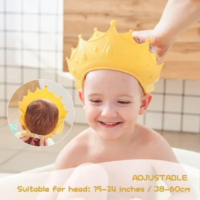 Produktbild von Kinder-Duschhauben, verstellbare Kronen-Shampoo-Kappen für Babys, verstellbare Shampoo-Kappen für Babys, verstellbares Shampoo für Kinder, schützen die Augen, Ohren und das Gesicht von Kindern, schützen die Baby-Sonnenblende