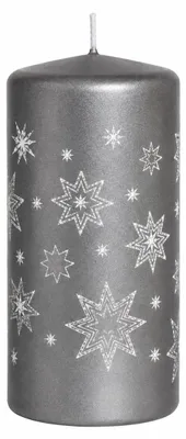 Produktbild von Weihnachtskerzen Stellato Grey Matt 12 x 6 cm, 4er Set