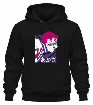 Obrázok produktu pre あかざ Demon Anime Manga Face Japan Fan Gift Japan Y2K Streetwear Uni mikina s kapucňou, čierna, S