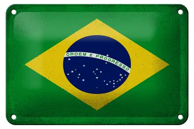 Produktbild von Blechschild Flagge Brasilien 18x12cm Flag of Brazil Vintage