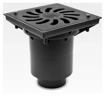Produktbild von Hofablauf-Kellerablauf-Kanalschacht mit Kunststoffrost - Belastbarkeit bis 1500 kg - 245x245 mm