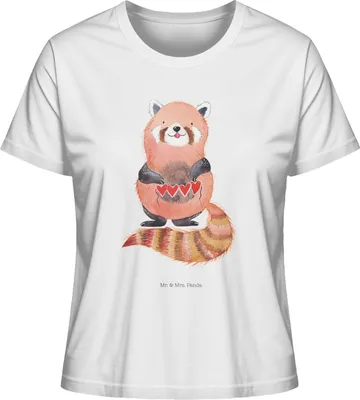 Produktbild von Mr. & Mrs. Panda Baumwoll T-Shirt Damen Roter Panda Größe S - Weiß - Geschenk, Oberteil, Herz, Rot, Liebling, Sommershirt, Liebe, Lustige Sprüche, Lieblingsmensch