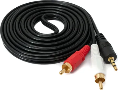 Produktbild von SYSTEM-S Cinch 2 RCA Kabel 3 m Stecker zu AUX 3,5 mm Klinke Stecker Stereo AV in Schwarz