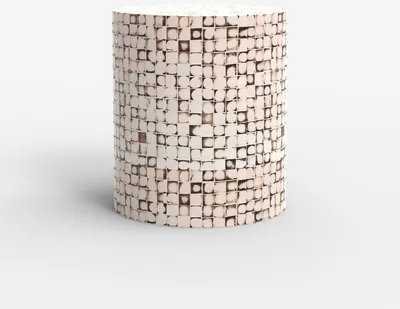 Produktbild von Couchtisch zylinderförmig mit Intarsien aus Holz Wohnzimmer zeitgenössisch Hadi - Weiß