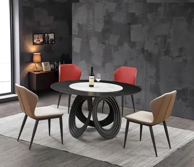 Produktbild von Designer Holz Ess Wohn Zimmer Set Tisch 4x Lehn Stühle Set Garnitur Polster 5tlg
