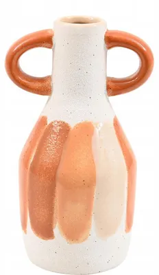 Produktbild von Dekorativer Keramik-Vase 15,5 cm Retro Orange Weiß