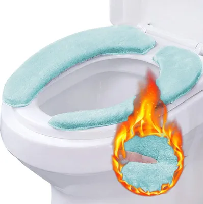Produktbild von Paar Toilettensitzbezüge, beheizbarer Toilettensitzbezug, Toilettenauflage Sticktyp waschbarer Toilettensitz Toilettenheizkissen für Universal-Toilettensitz, Toilettensitzbezug