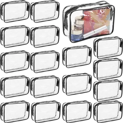 Produktbild von Transparente Toilettasche - Wasserdicht - für Flüssigkeiten - 18 Stück