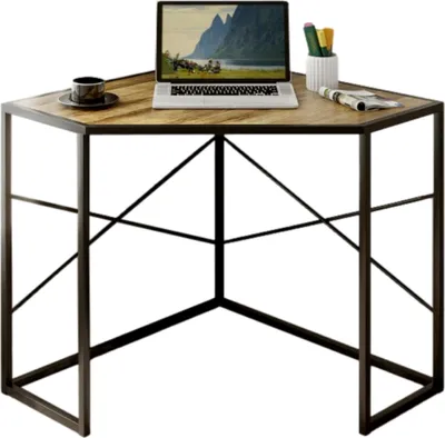 Produktbild von Zenzee Eckschreibtisch 80L x 80B x 77,5H cm Computertisch Schreibtisch Bürotisch Laptoptisch Büromöbel Büro Schwarz/Vintage Braun