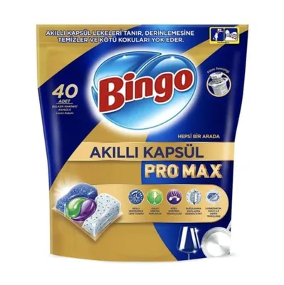 Produktbild von Bingo Intelligente Kapseln Pro Max 40 Stück – Kraftvolle Spülmaschinen-Tabs mit Geruchsneutralisierung