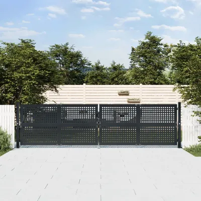 Produktbild von "2024"Modernen Gartentor Anthrazit 400x125 cm Stahl Design Gartentore 2748083