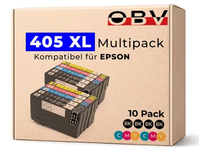Produktbild von Kompatibles Druckerpatronen Set für Epson WF-3820DWF WF-4820DWF WF-7830DTWf ersetzt 405 XL – ca. 1.100 Seiten – 10er Sparset