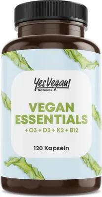 Produktbild von Yes Vegan® Vegan Essentials - B12 D3 K2 Omega 3 - Kapseln